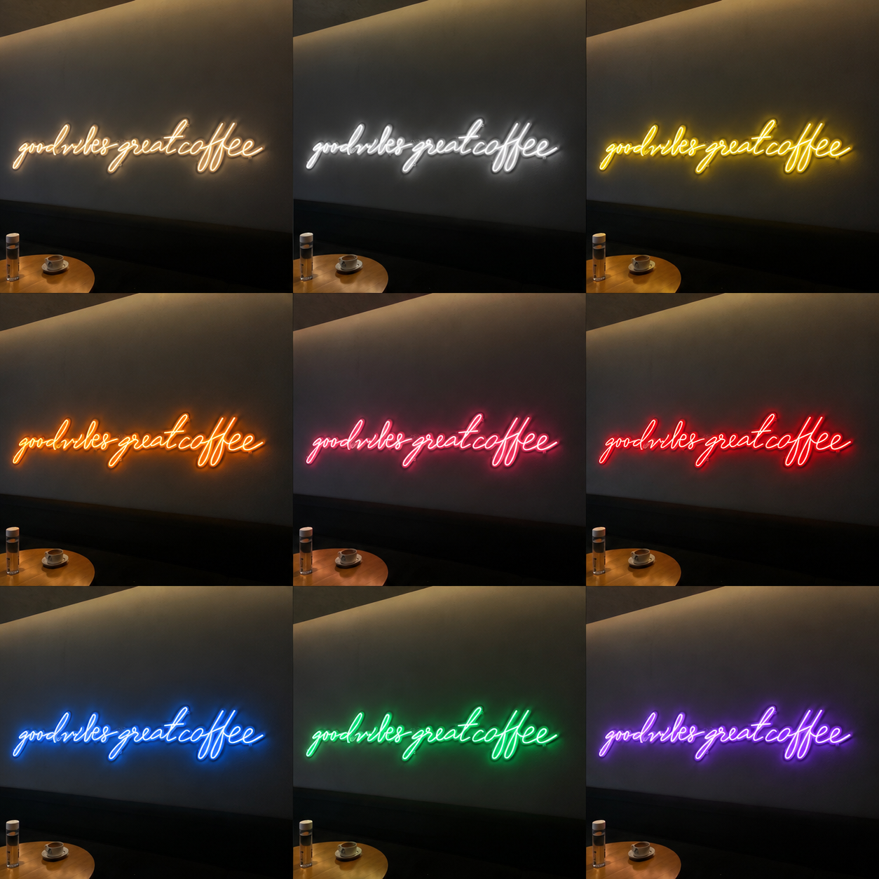 Good Vibes Great Coffee LED Neon Sign - 05 Color Grid