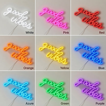 Good Vibes LED Neon Sign Bedroom Decor - 05 Color Grid