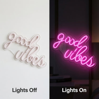 Good Vibes LED Neon Sign Bedroom Decor Wall Neon Sign - 06 Day Night Comparison