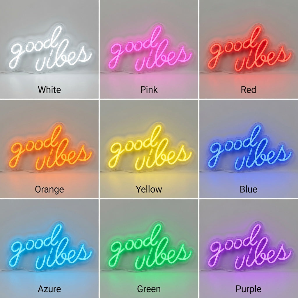 Good Vibes LED Neon Sign Home Decor - 05 Color Grid