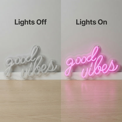 Good Vibes LED Neon Sign Home Decor Wall Neon Sign - 06 Day Night Comparison