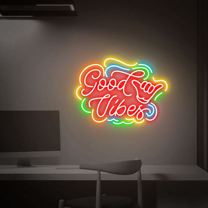 Good Vibes Led Neon Sign Wall Art For Office Bar Wedding And Home Decor | Shineneon