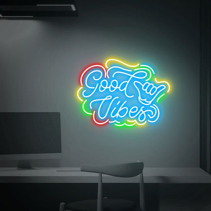 Good Vibes Led Neon Sign Wall Art For Office Bar Wedding And Home Decor | Shineneon