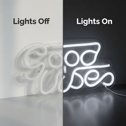 Good Vibes LED Neon Sign Wall Neon Sign - 06 Day Night Comparison