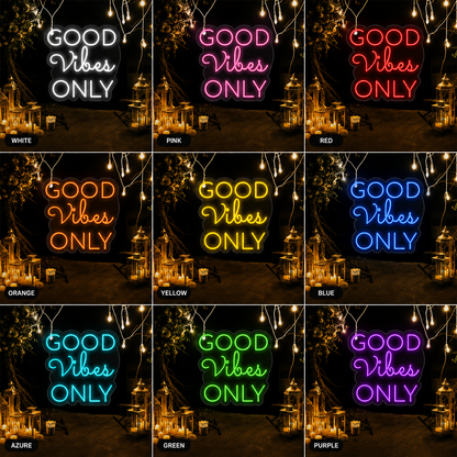 Good Vibes Lettering Bedroom Decor LED Neon Sign - 05 Color Grid