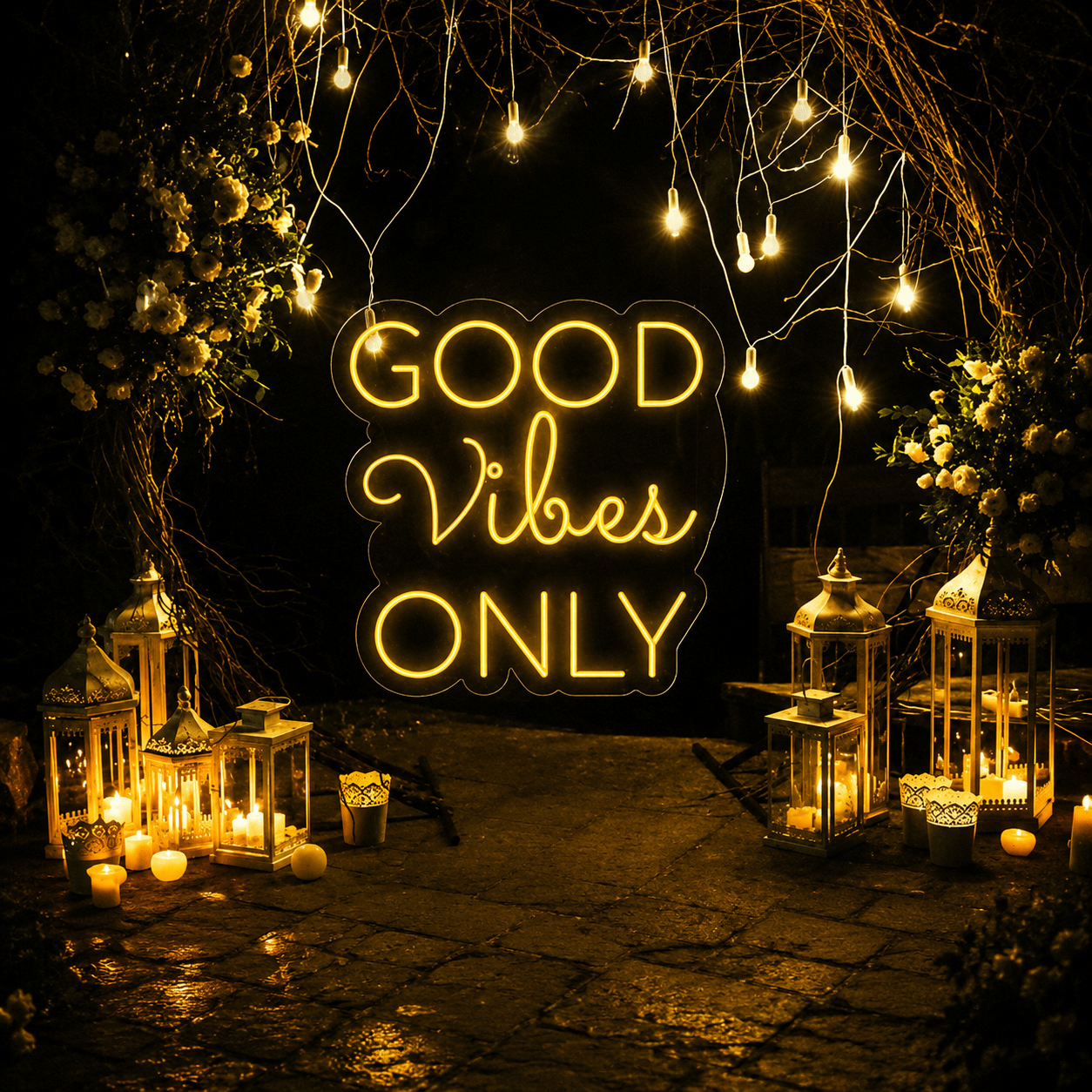 Good Vibes Lettering Bedroom Decor LED Neon Sign - Shineneon