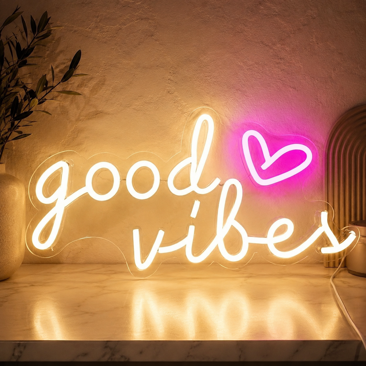 Good Vibes Minimal LED Neon Sign - 02 High-Converting Product Image