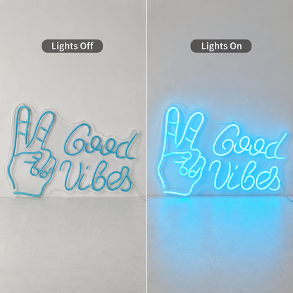 Good Vibes Modern LED Neon Sign - 06 Day Night Comparison