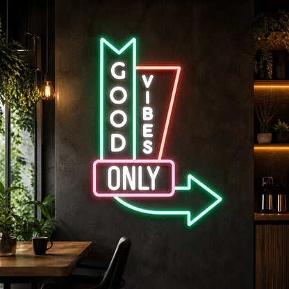 Good Vibes Only Arrow Vintage LED Neon Sign - Shineneon