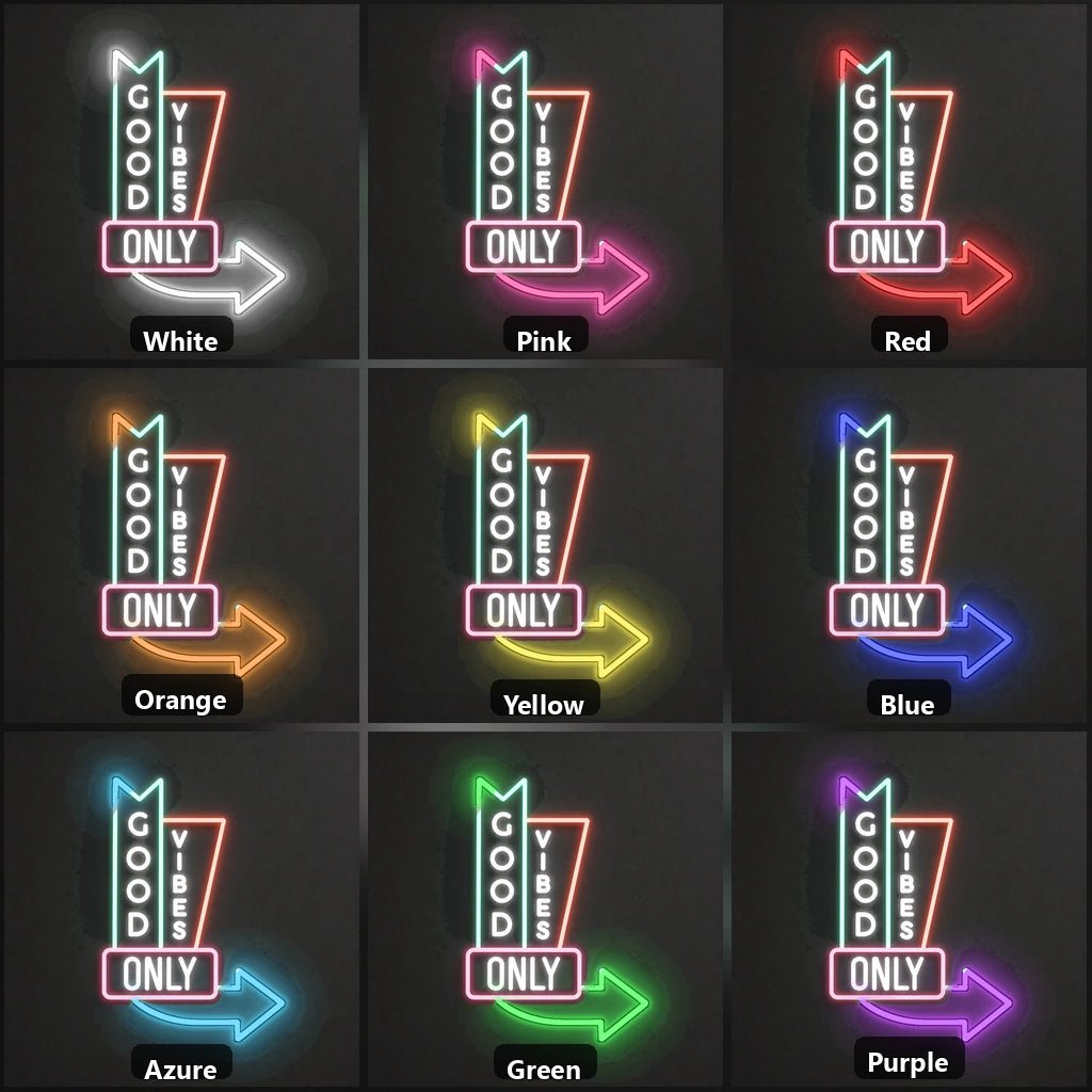 Good Vibes Only Arrow Vintage LED Neon Sign - Shineneon