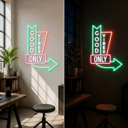 Good Vibes Only Arrow Vintage LED Neon Sign - Shineneon