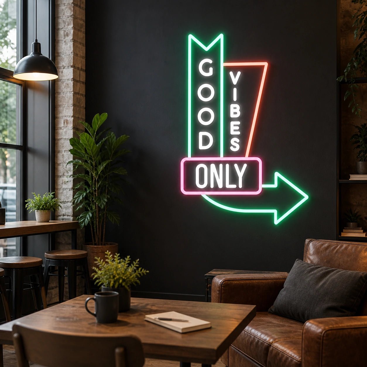 Good Vibes Only Arrow Vintage LED Neon Sign - Shineneon