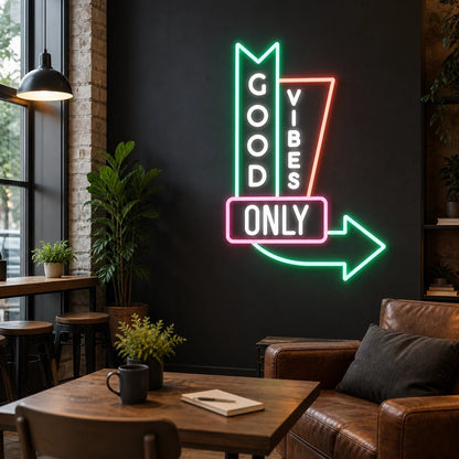 Good Vibes Only Arrow Vintage LED Neon Sign - Shineneon