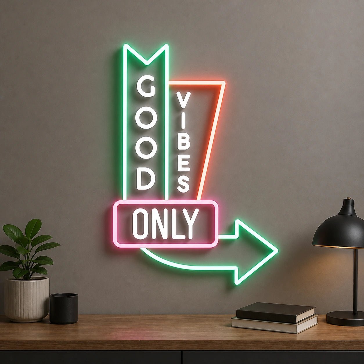 Good Vibes Only Arrow Vintage LED Neon Sign - Shineneon