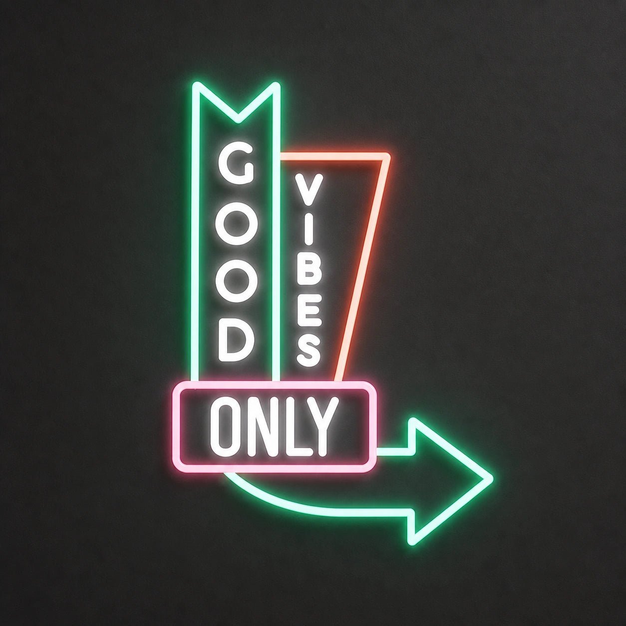 Good Vibes Only Arrow Vintage LED Neon Sign - Shineneon