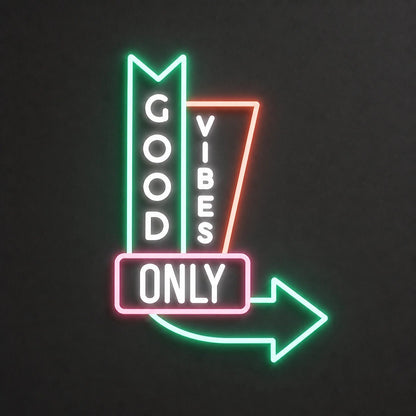 Good Vibes Only Arrow Vintage LED Neon Sign - Shineneon