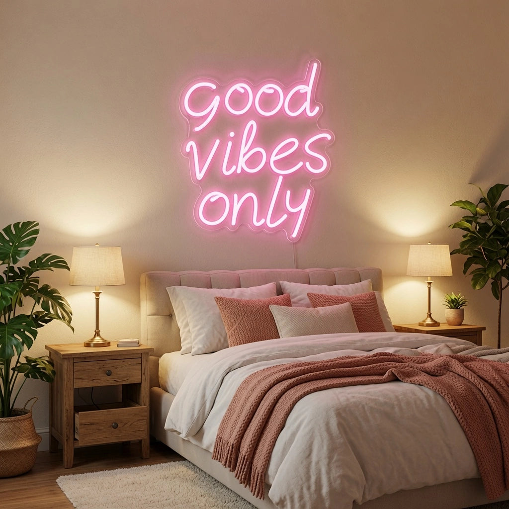 Good Vibes Only Bedroom Decor LED Neon Sign - 03 Real Lifestyle Scene