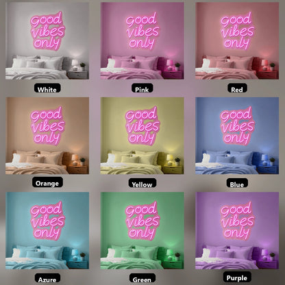 Good Vibes Only Bedroom Decor LED Neon Sign - 05 Color Grid