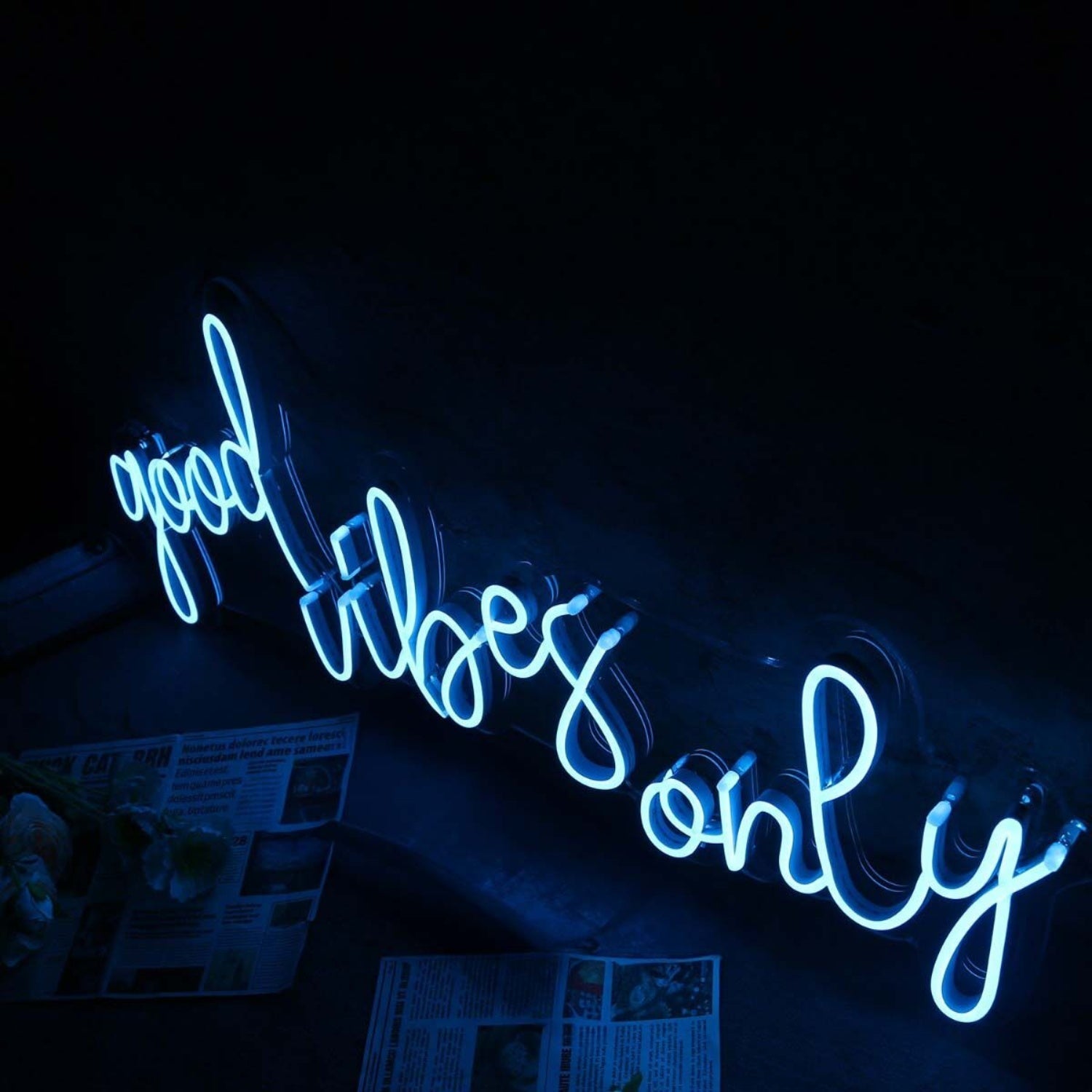 Good Vibes Only Blue Led Neon Sign - Shineneon