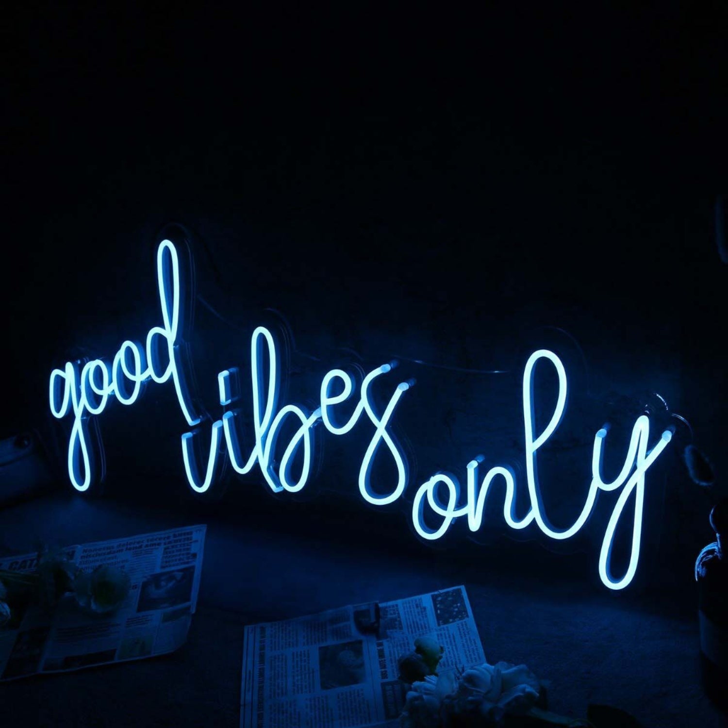 Good Vibes Only Blue Led Neon Sign - Shineneon
