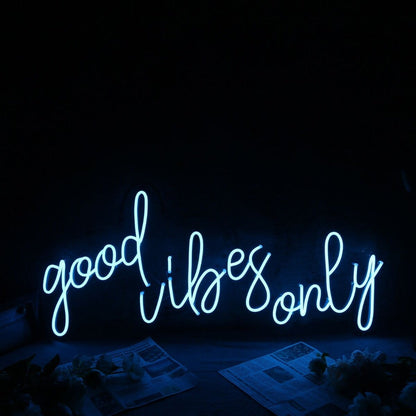 Good Vibes Only Blue Led Neon Sign - Shineneon