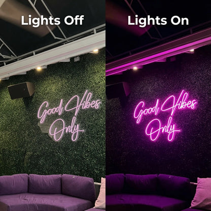 Good Vibes Only Business Wall Decor LED Neon Sign - 06 Day Night Comparison