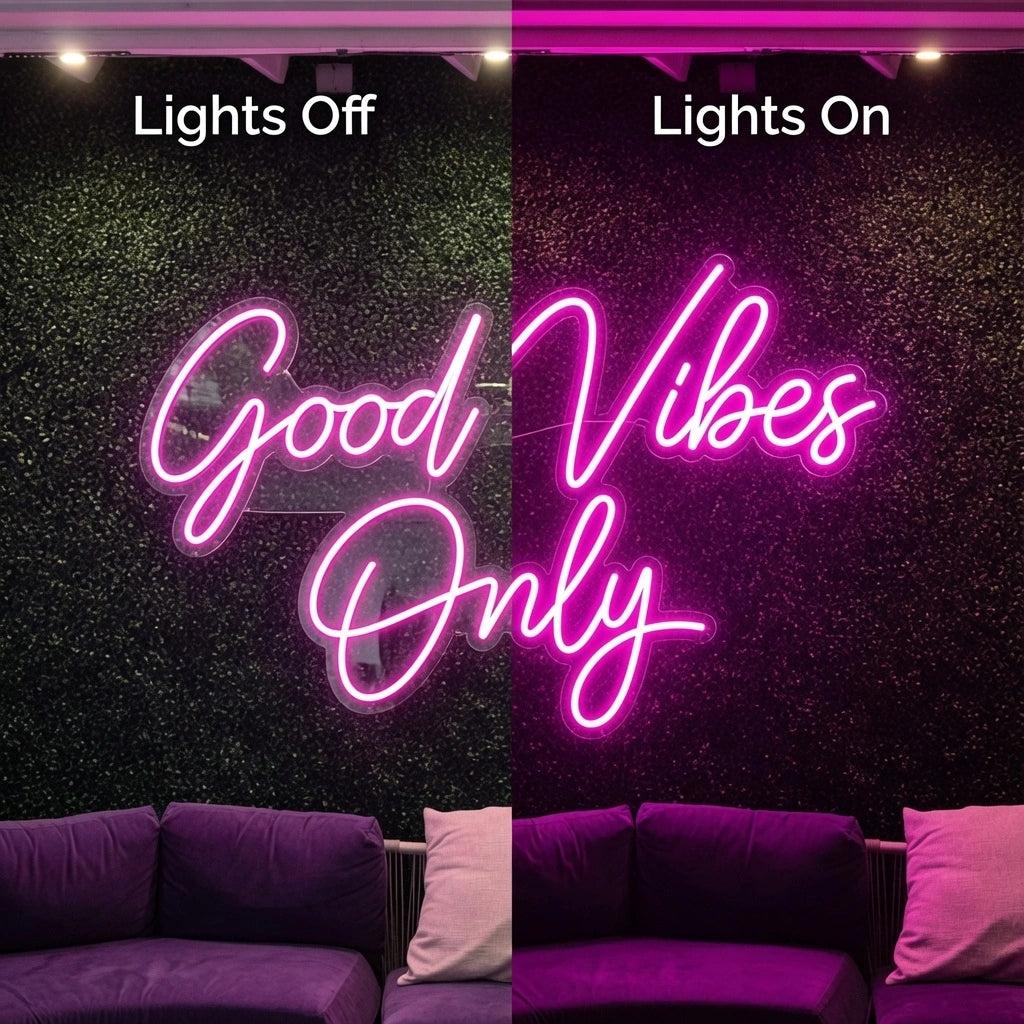 Good Vibes Only Business Wall Decor LED Neon Sign Wall Neon Sign - 06 Day Night Comparison