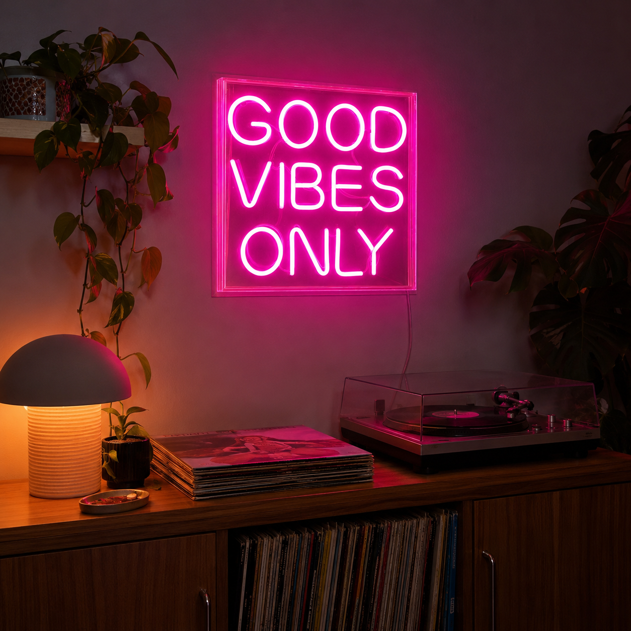 Good Vibes Only Classic LED Neon Sign - 03 Real Lifestyle Scene