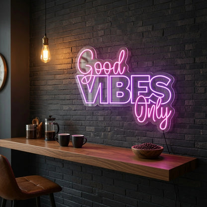 Good Vibes Only Coffee Bar Wall Art LED Neon Sign - 02 High-Converting Product Image