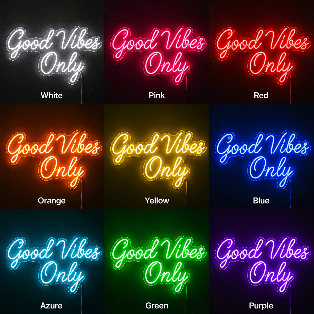 Good Vibes Only Cursive Bedroom Decor LED Neon Sign - Shineneon