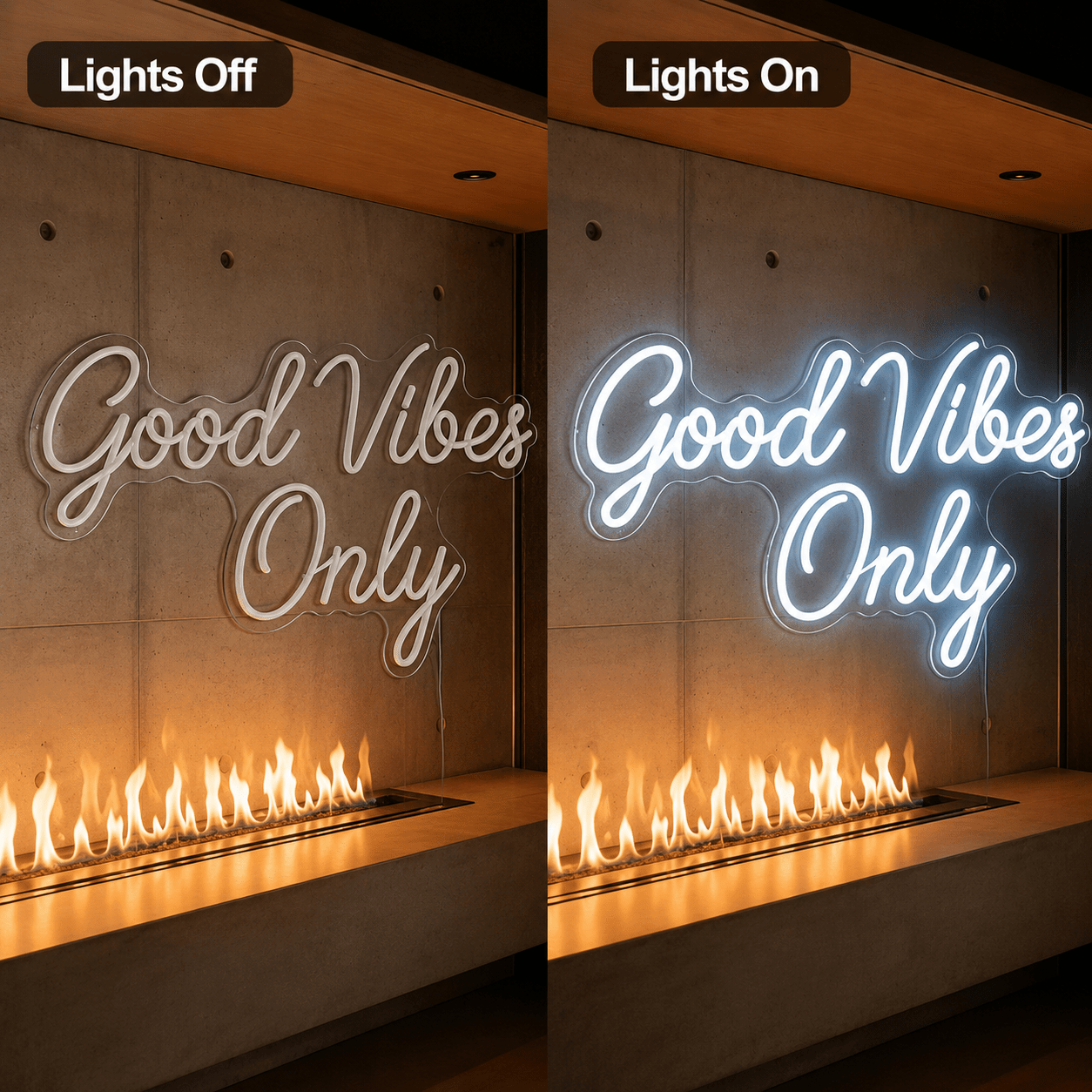 Good Vibes Only Cursive Bedroom Decor LED Neon Sign - Shineneon
