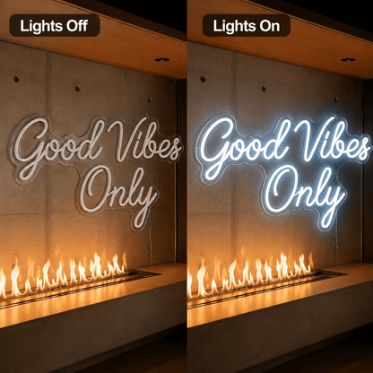 Good Vibes Only Cursive Bedroom Decor LED Neon Sign - Shineneon