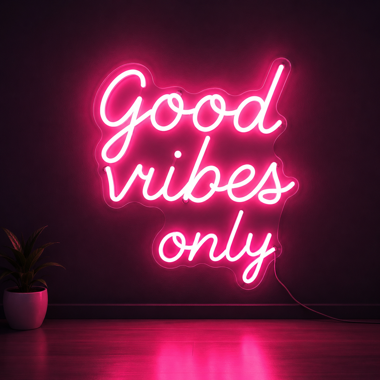Good Vibes Only Cursive Wall Decor LED Neon Sign - 02 High-Converting Product Image