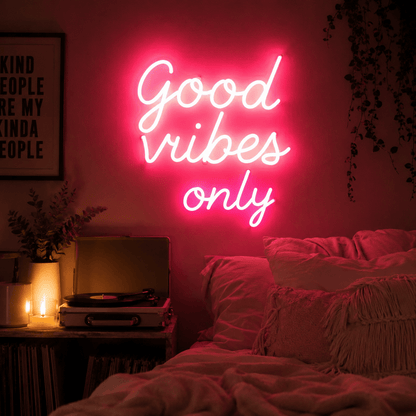 Good Vibes Only Cursive Wall Decor LED Neon Sign - Shineneon