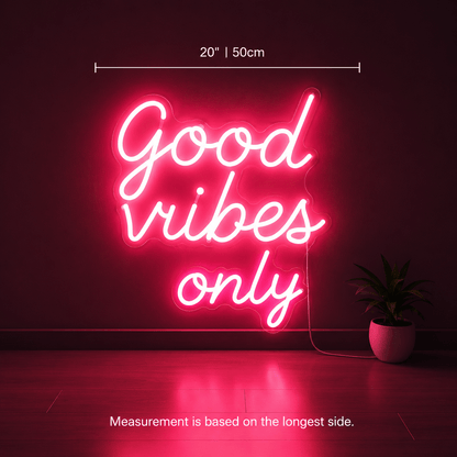 Good Vibes Only Cursive Wall Decor LED Neon Sign - Shineneon