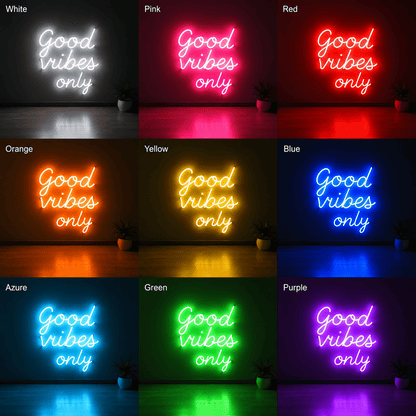 Good Vibes Only Cursive Wall Decor LED Neon Sign - Shineneon