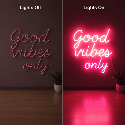 Good Vibes Only Cursive Wall Decor LED Neon Sign - Shineneon