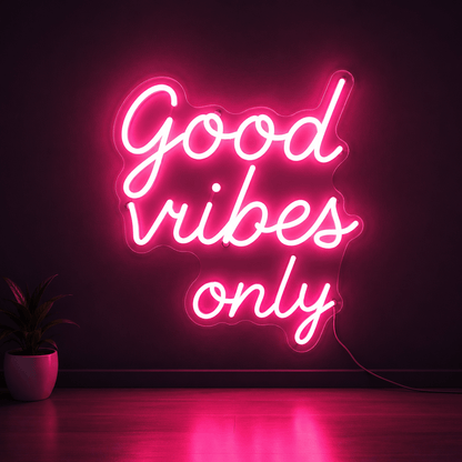 Good Vibes Only Cursive Wall Decor LED Neon Sign - Shineneon