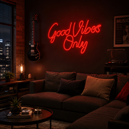 Good Vibes Only Cutout LED Neon Sign - 03 Real Lifestyle Scene