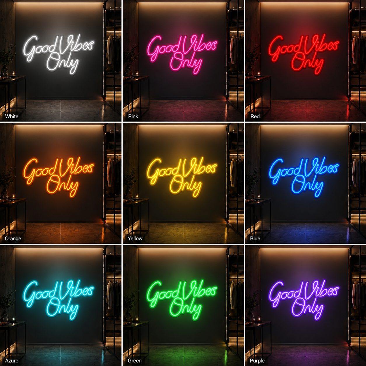 Good Vibes Only Cutout LED Neon Sign - 05 Color Grid