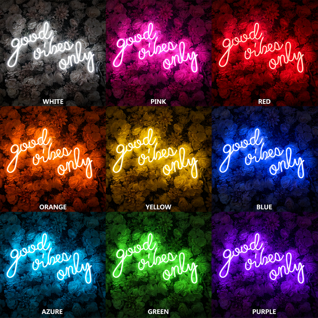 Good Vibes Only Dorm Room Decor LED Neon Sign - 05 Color Grid