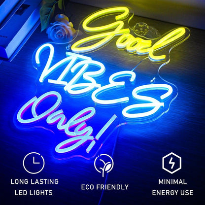 Good Vibes Only Eagle Skull Blue Orange Yellow Led Neon Sign For Punk Indoor Decor - Shineneon