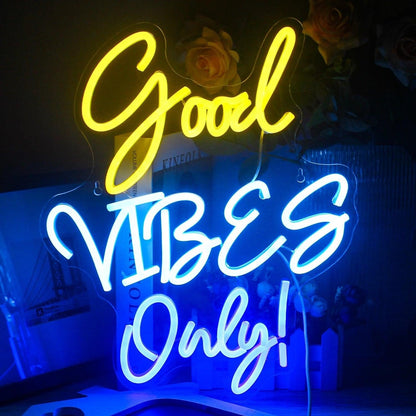 Good Vibes Only Eagle Skull Blue Orange Yellow Led Neon Sign For Punk Indoor Decor - Shineneon