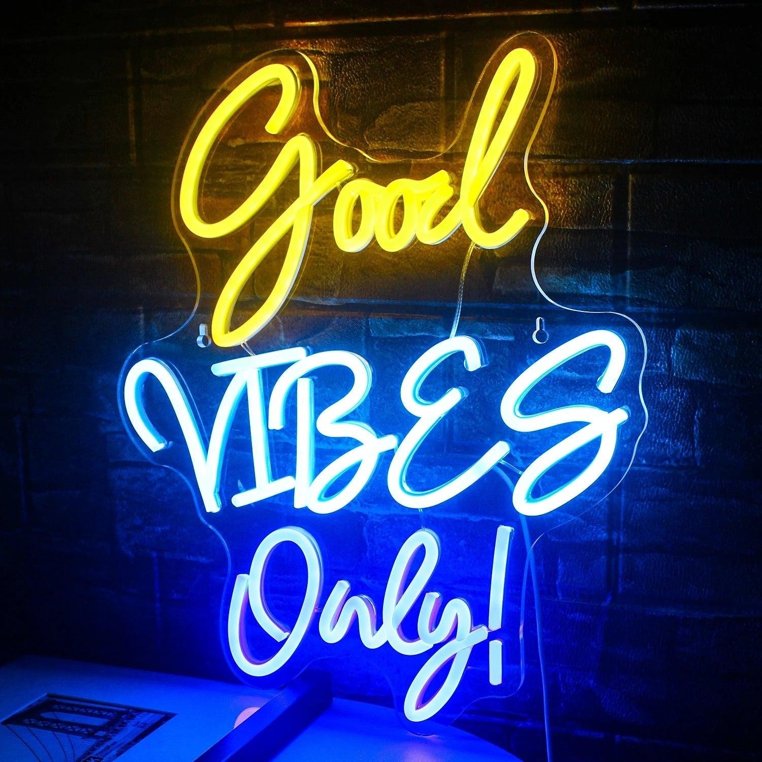 Good Vibes Only Eagle Skull Blue Orange Yellow Led Neon Sign For Punk Indoor Decor - Shineneon