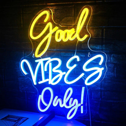 Good Vibes Only Eagle Skull Blue Orange Yellow Led Neon Sign For Punk Indoor Decor - Shineneon