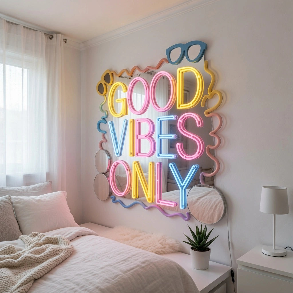 Good Vibes Only LED Neon Sign Bedroom Decor Wall Decor - 03 Real Lifestyle Scene