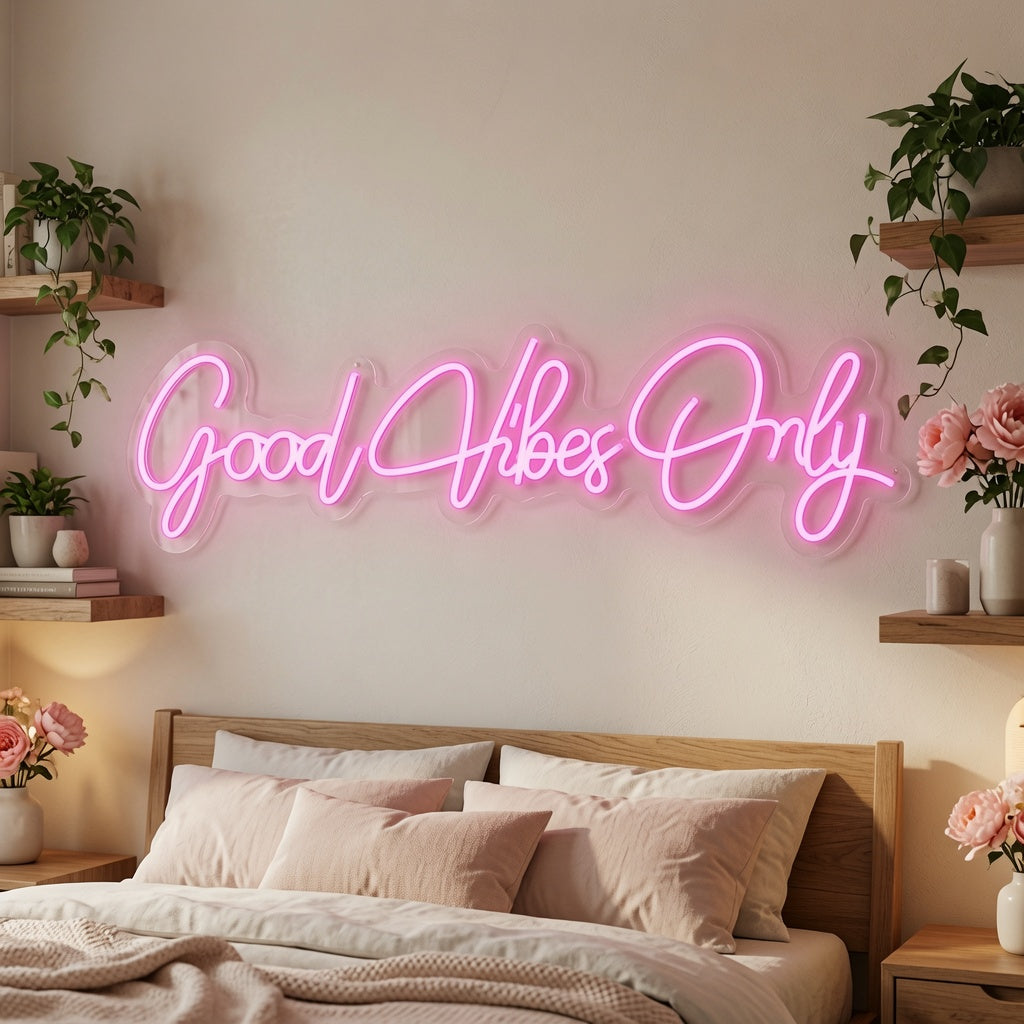 Good Vibes Only LED Neon Sign Bedroom Decor Wall Neon Sign - 03 Real Lifestyle Scene