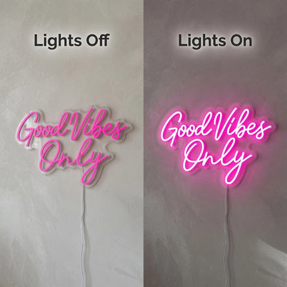 Good Vibes Only LED Neon Sign Home Decor Wall Decor - 06 Day Night Comparison