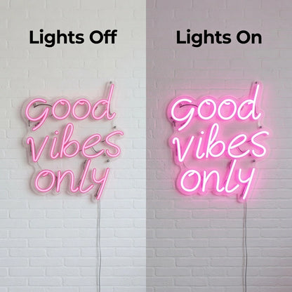 Good Vibes Only LED Neon Sign Home Wall Art Wall Decor - 06 Day Night Comparison
