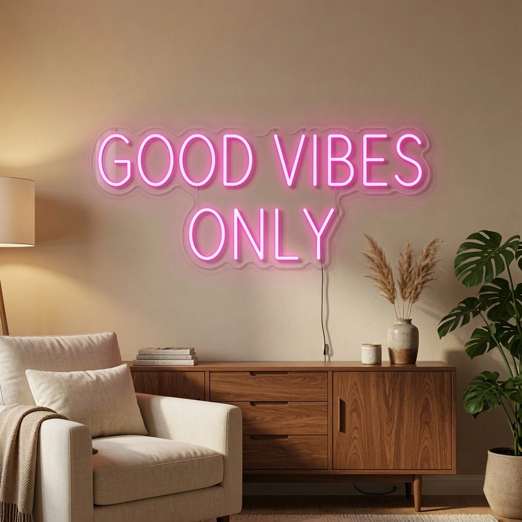 Good Vibes Only LED Neon Sign Living Room Decor Wall Decor - 03 Real Lifestyle Scene